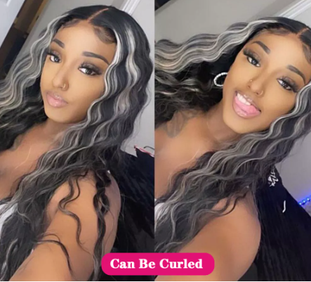 24inch grey highlight preplucked lace front