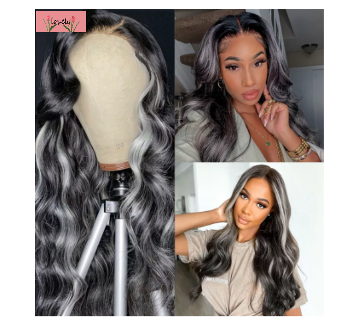 24inch grey highlight preplucked lace front